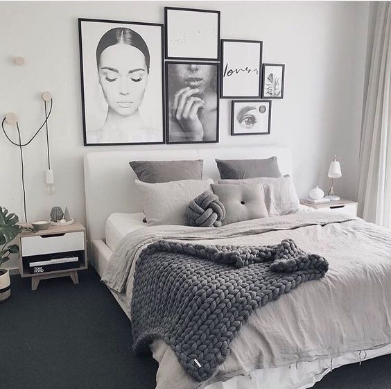 monochrome bedroom