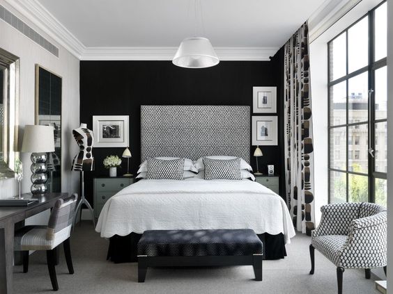 monochrome bedroom